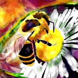 Bee on Daisy by Monica Resinger
