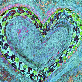 Big Heart Mosaic Bluegreen by Corinne Carroll