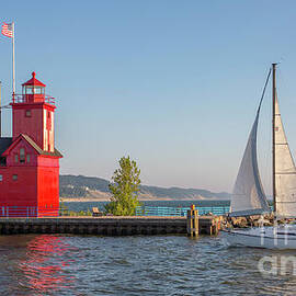 Big Red with Sail boat by Dale Niesen