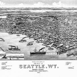 Bird's Eye View of Seattle 1884 by Joseph S Giacalone