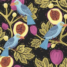 Birds in fig branch by Andrea Snuggs
