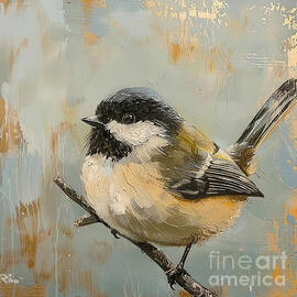 Black Capped Chickadee on Branch by Elisabeth Lucas