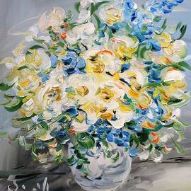Blue and white flowers  by Kirill Rikart