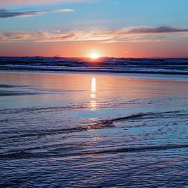 Blue Mood Oregon Coast Beach Sunset by Nancy Jacobson