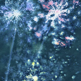 Blue Queen Anne's Lace Fireworks IV, Botanical Cyanotype by Elizabeth Reich
