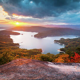 Blue Ridge Mountains Sunset - Lake Jocassee Gold by Dave Allen