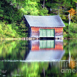 Boat Shack On New Hampshire Lake by Robin Amaral