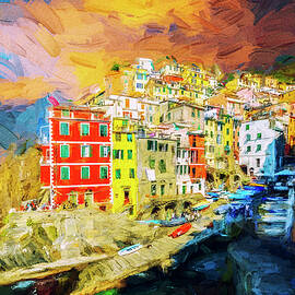 Bold Colors In Riomaggiore - Digital Painting