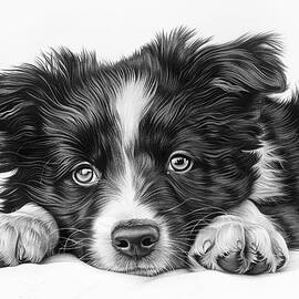 Border Collie Graphite Drawing 10
