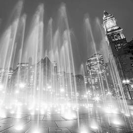 Boston Greenway Fountain Boston MA Custom House Black and White Square Version by Toby McGuire