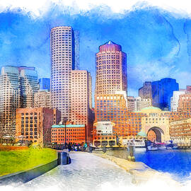 Boston Skyline - 01 by AM FineArtPrints