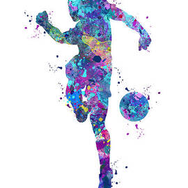 Boy Soccer Player Shooting Pose Watercolor by White Lotus