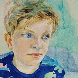 Boy with blue shirt by Linda Helene Lid