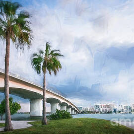 Bridge To Sarasota, Florida, Painterly by Liesl Walsh