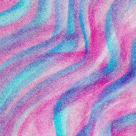 Bright Blue and Pink Flowing Abstract  by Bridie O'Brien