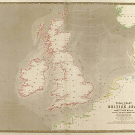 British Isles Waves High Water and Tides by Vintage Maps