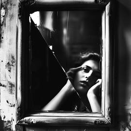 Broken Window Portrait of Woman