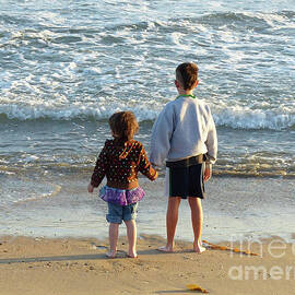 Brother and Sister on the Beach by Connie Sloan