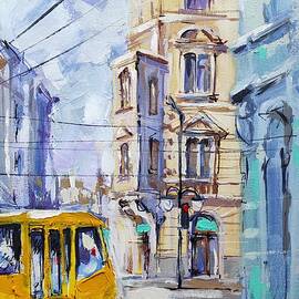 Budapest traffic with yellow tram  by Lorand Sipos