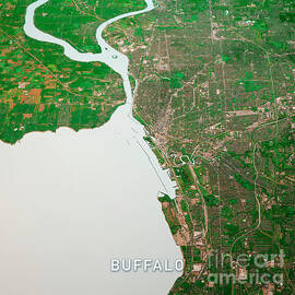 Buffalo New York State 3D Render Map Color Top View Oct 2019 by Frank Ramspott