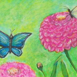 Butterflies love Pink Flowers by Yuliya Milinska