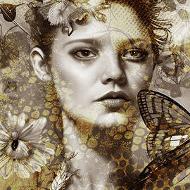 Butterfly  Lady with Gold Overlay by Grace Iradian