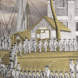 Cadets Formed into Line in front of the 'Zeerecht' Building on the Slijpsteenmarkt, Amsterdam. Da... by Jonas Zeuner -mentioned on object-