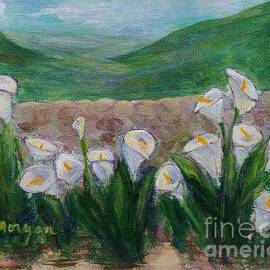 Calla Lilies by the Stone Wall by Laurie Morgan