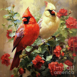 Cardinals In The Roses by Tina LeCour