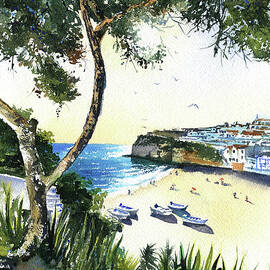 Carvoeiro Beach in Algarve Portugal by Dora Hathazi Mendes