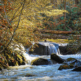 Cascading Waters in the Autumn Mountains by Debra and Dave Vanderlaan