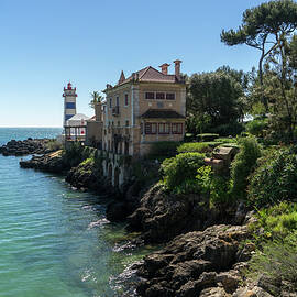 Cascais Seaside Landmarks - Santa Maria House and Santa Marta Lighthouse by Georgia Mizuleva