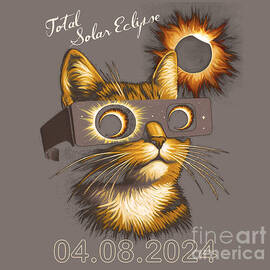 Cat Wearing Total Eclipse Glasses 4.8.24 by Beverly Guilliams