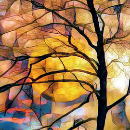 Catching the Harvest Moon Abstract Painting by Debra and Dave Vanderlaan