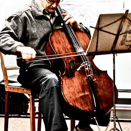 Cello Practice - selective color by Bonnie See