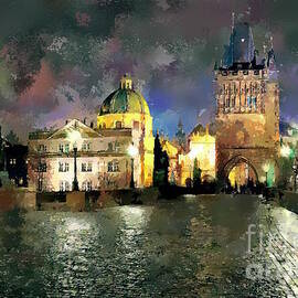 Charles Bridge at night by Jerzy Czyz