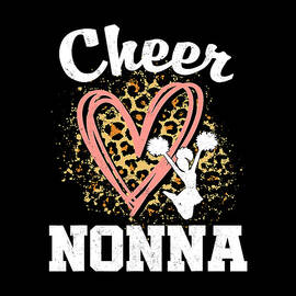 Cheer Nonna Leopard Heart Cheerleader Grandma 