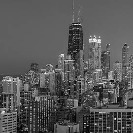 Chicago's Streeterville at Dusk Panoramic BW by Adam Romanowicz