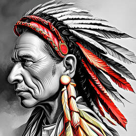 Chief Red Feathers  Wild West by Lesa Fine