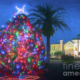 Christmas at West Blalock Park, Venice, Florida, Painterly by Liesl Walsh