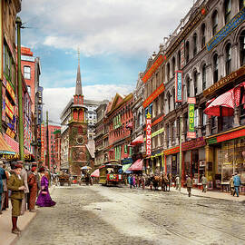 City - Boston, MA - Downtown shopping district 1906 by Mike Savad