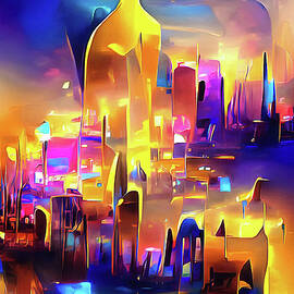 City Lights 02 Gold and Blue by Matthias Hauser