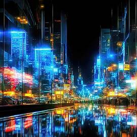 City Night Reflections by Mo Barton