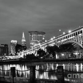 Cleveland Skyline in Black and White by Paul Quinn