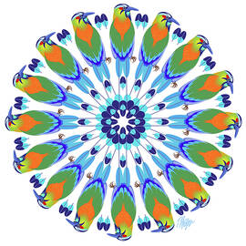 Clock Bird Feather Design Mandala by Tim Phelps