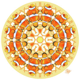 Clownfish Art Deco Nature Mandala by Tim Phelps