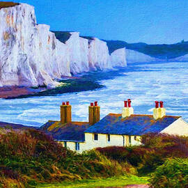 Coastguard Cottages and Seven Sisters, Seaford, east Sussex, England.  by Joe Vella