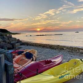 Colorful Kayaks At Sunset by Saving Memories By Making Memories