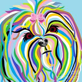 Colorful Lhasa Apso  by Eloise Schneider Mote