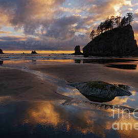 Colorful Sunset at Second Beach in Olympic National Park by Tom Schwabel